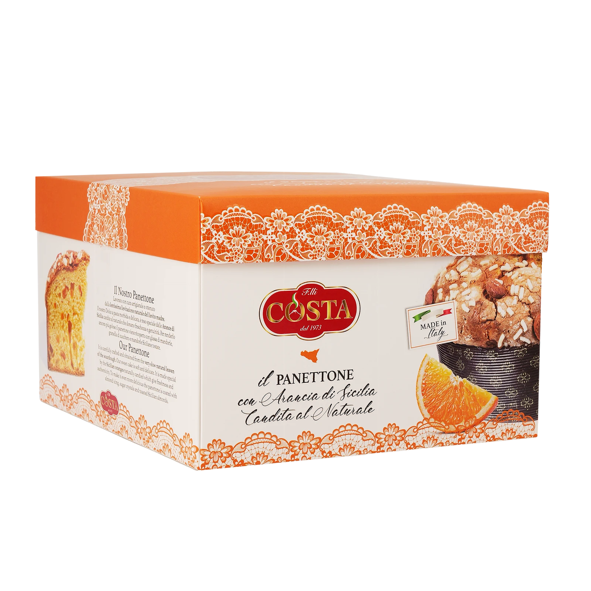 Panettone Costa con arancia di Sicilia candita al naturale
