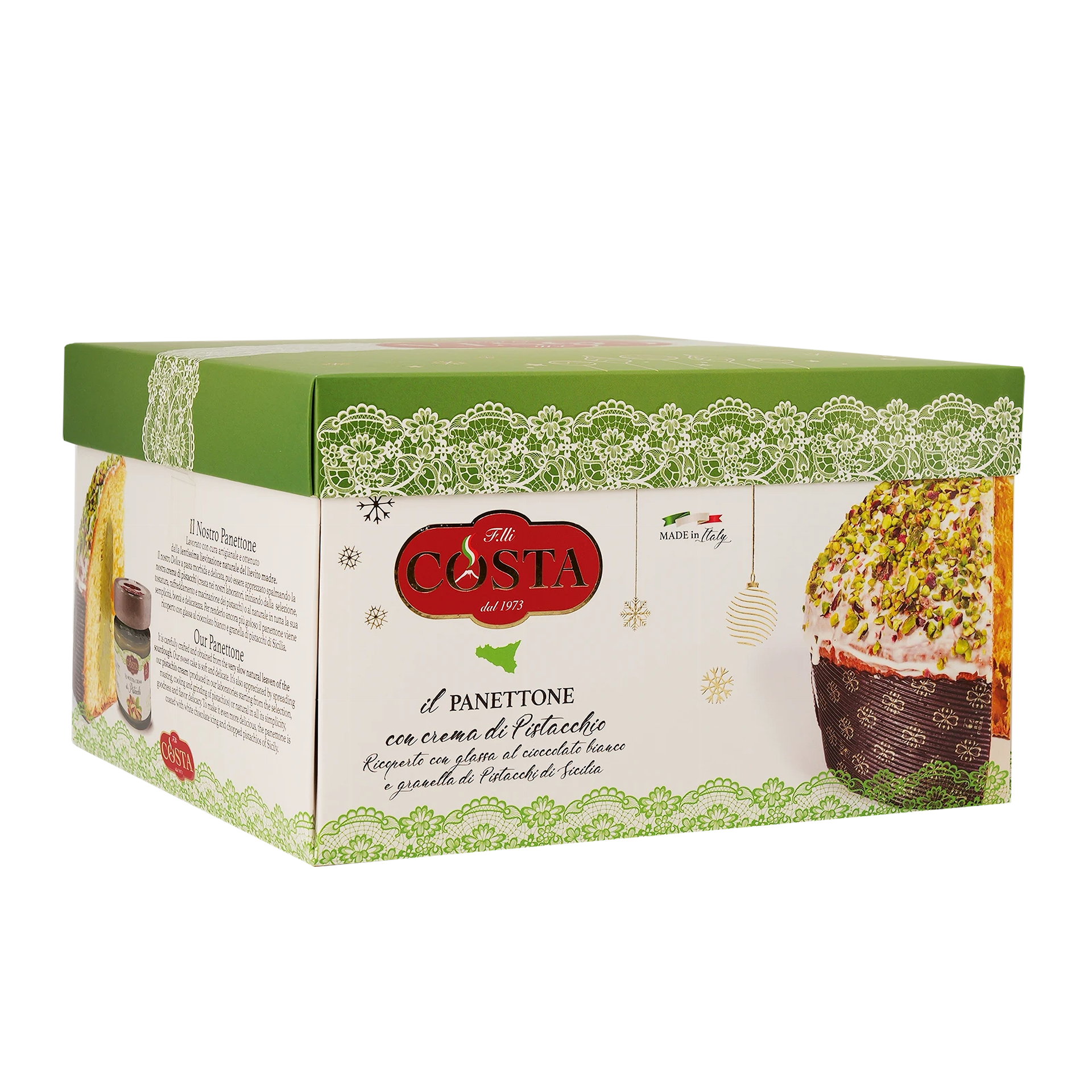 Panettone Costa cioccolato bianco e pistacchio